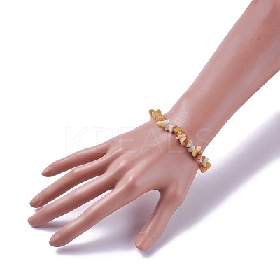 Natural Gold Rutilated Quartz Beads Stretch Bracelets BJEW-JB04152-03-1