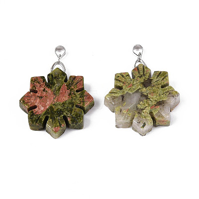 Natural Unakite Pendants G-T144-12G-1