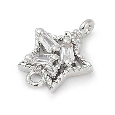 Brass Clear Cubic Zirconia Connector Charms KK-Z094-03P-02-1
