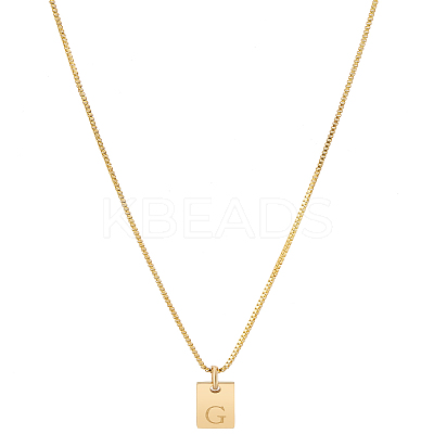 1Pc Stainless Steel Letter Rectangle Pendant Necklaces NJEW-LP0001-34G-G-1