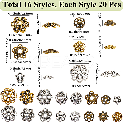 320Pcs 16Pcs Filigree Flower Tibetan Silver Fancy Bead Caps TIBE-SC0002-13-1