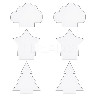 6Pcs Christmas Tree & Star & Cloud Acrylic Board TACR-GA0001-03-1