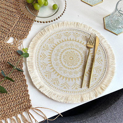 Polyester Braided Washable Placemat BOHO-PW0001-078B-1