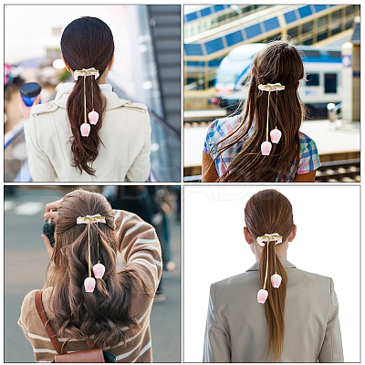 4Pcs 2 Colors Tulip Polyester Elastic Hair Accessories OHAR-CY0001-15-1