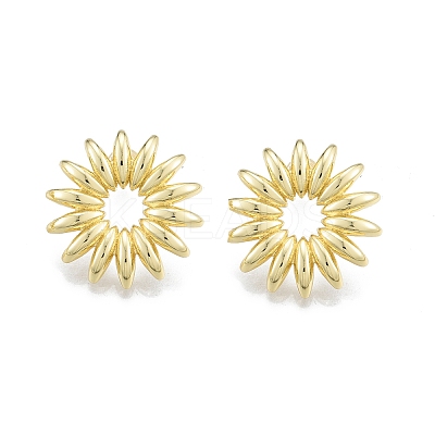 Brass Sunflower Stud Earrings for Women EJEW-P205-04G-1