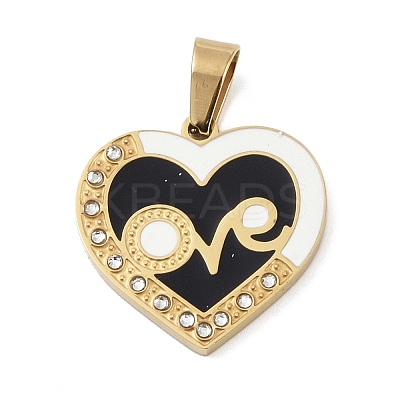Ion Plating(IP) 304 Stainless Steel Enamel Rhinestone Pendants STAS-Q325-02A-G-1