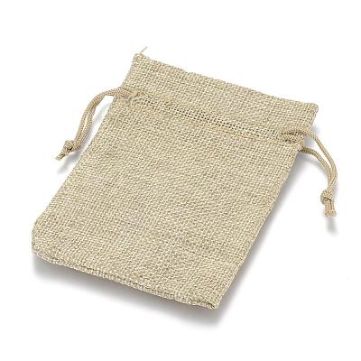 Polyester Imitation Burlap Packing Pouches Drawstring Bags ABAG-R005-20x30-01-1