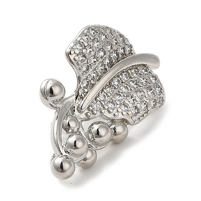 Rack Plating Brass Micro Pave Clear Cubic Zirconia Twister Clasps KK-F863-03P-1