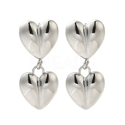 304 Stainless Steel Heart Stud Earrings for Women EJEW-U020-23P-1