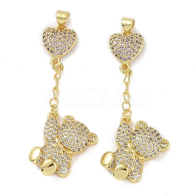 Rack Plating Brass Micro Pave Cubic Zirconia Pendants KK-K341-47G-1