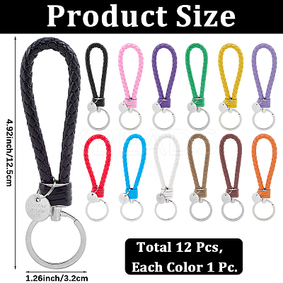 12Pcs 12 Colors PU Leather Knitting Keychains KEYC-CL0001-21-1