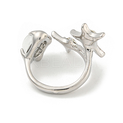 Star Zinc Alloy Rhinestone Open Cuff Ring RJEW-Z048-02P-02-1
