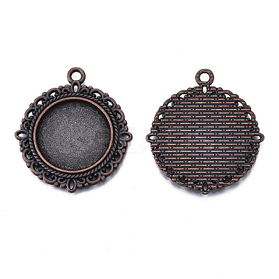 Tibetan Style Alloy Pendant Cabochon Settings TIBE-T003-08R-NR-1
