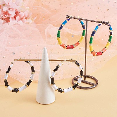 Enamel Bamboo Big Hoop Earrings JE976B-1