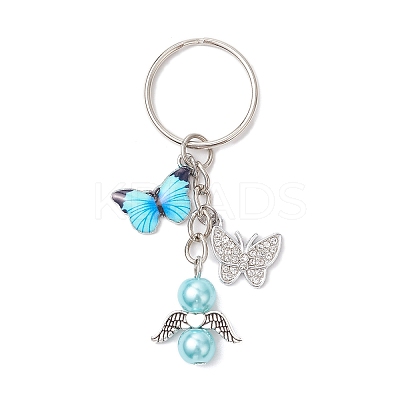 8Pcs Glass Pearl Keychains KEYC-JKC01308-1