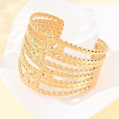 304 Stainless Steel Cuff Bangles BJEW-P382-01B-G-1