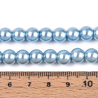 Baking Paint Pearlized Glass Pearl Round Bead Strands X-HY-Q330-8mm-24-1