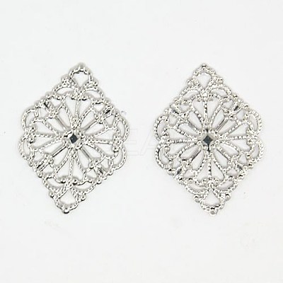 Rhombus Shaped Brass Filigree Findings KK-M005-01-1