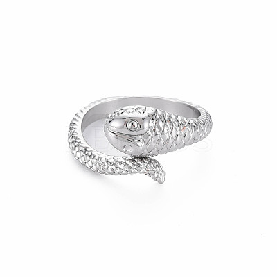 Snake Shape Rack Plating Alloy Cuff Rings RJEW-Q163-033B-RS-1