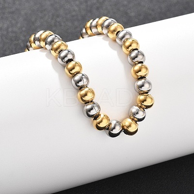 304 Stainless Steel Round Beads Bracelets BJEW-Q038-06GP-1
