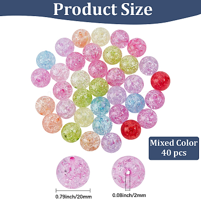 40Pcs Transparent Crackle Acrylic Beads PACR-PA0001-19-1