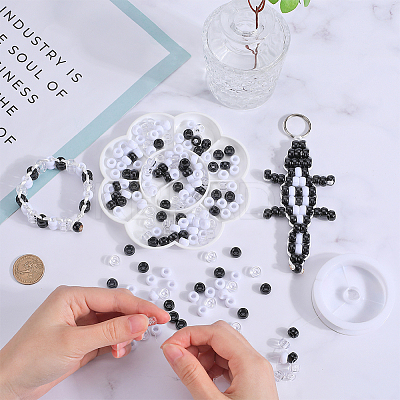 600Pcs 3 Colors Opaque Plastic Beads KY-SC0001-89-1