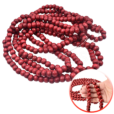 Wood Round Beads Pendant Decorations for Christmas Decorations HJEW-WH20003-49B-1