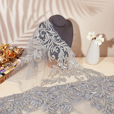 2 Yards Polyester Embroidery Flower Lace Trim DIY-WH0661-27A-1