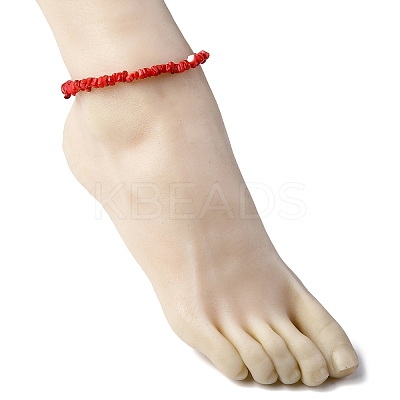 Dyed Natural Freshwater Shell Nuggets Beaded Anklets AJEW-AN00746-01-1