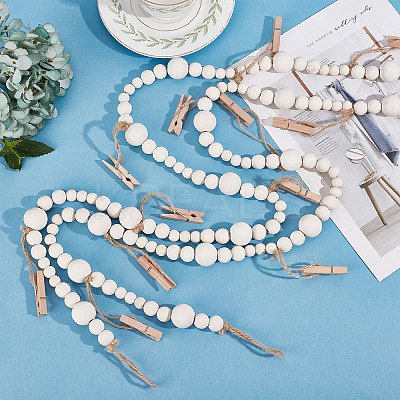 Wood Beaded Garlands AJEW-WH0042-96-1