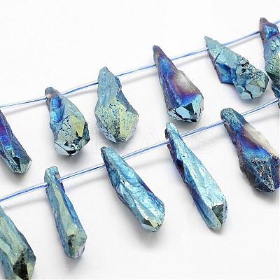 Electroplated Natural Quartz Crystal Beads Strands G-G890-B-05-1