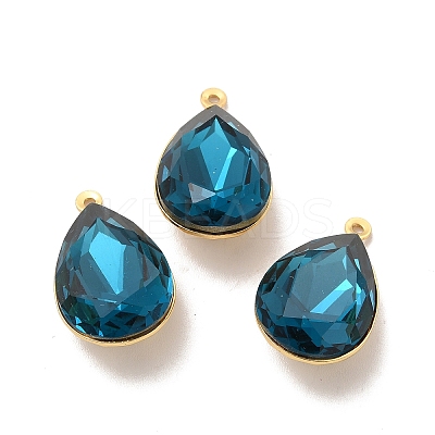 Real 18K Gold Plated Brass with Glass Pendants KK-177-22G-1