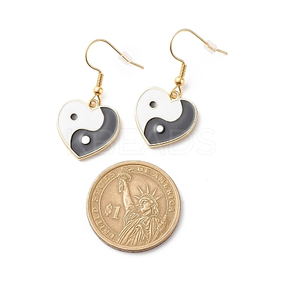 Heart with Tai Ji Alloy Enamel Dangle Earrings EJEW-JE04979-1