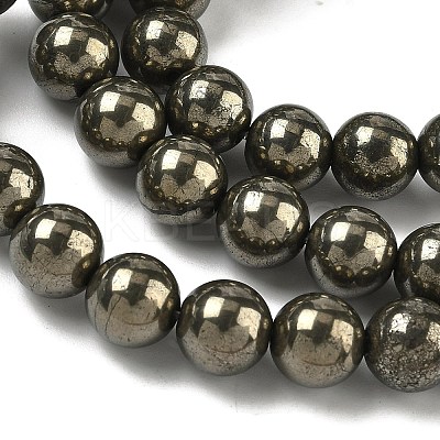 Natural Gold Pyrite/Golden Pyrite Beads Strands X-G-G459-B01-8mm-1