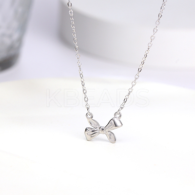 Non-Tarnish 304 Stainless Steel Bowknot Pendant Necklace for Women YR9131-2-1