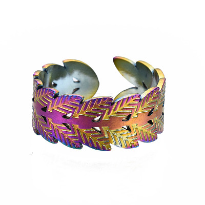 Leaf Cuff Rings RJEW-N038-018-1