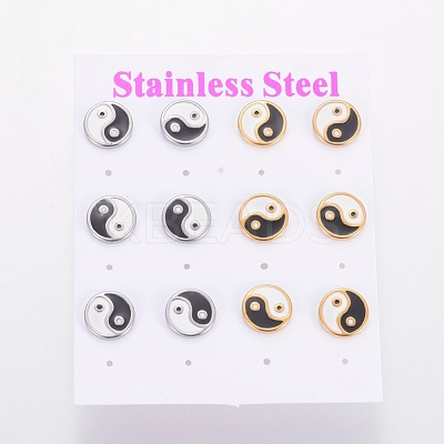 Feng Shui 304 Stainless Steel Stud Earrings EJEW-I235-16-1