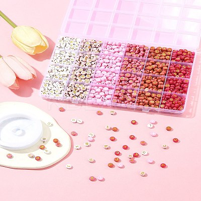 DIY Flat Round with Letter Acrylic Beads Bracelets Making Kits DIY-FS0008-90-1