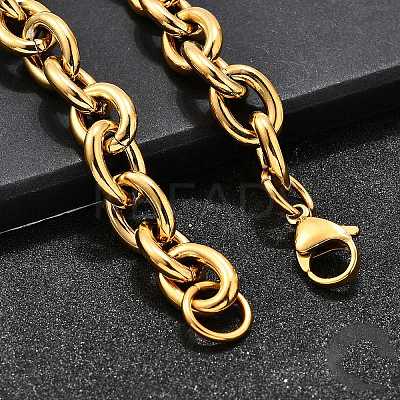 304 Stainless Steel Cable Chain Bracelets for Women LS-BJEW-Q050-01C-G-1