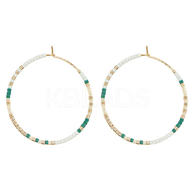 Handmade Glass Seed Beads Hoop Earrings HQ0649-3-1