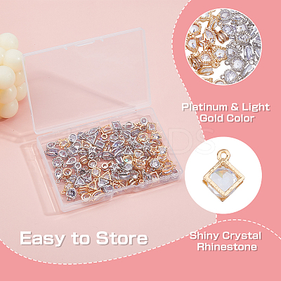 100Pcs 20 Styles Alloy Cubic Zirconia Charms ZIRC-HS0001-09-1