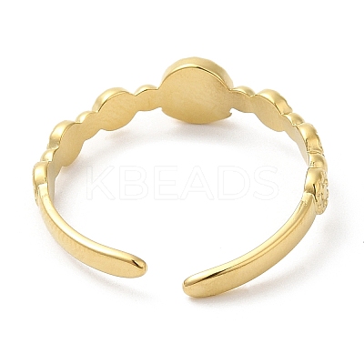 304 Stainless Steel Flat Round Wrap Open Cuff Ring for Women RJEW-I098-04G-1