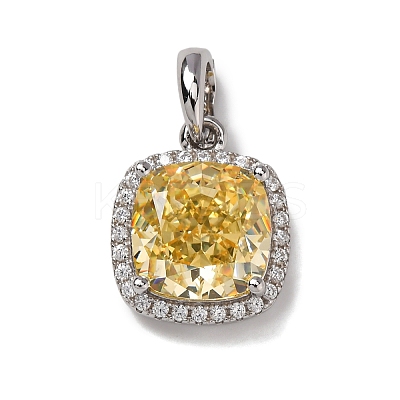 925 Sterling Silver Pave Yellow Cubic Zirconia Pendants STER-F063-01A-02-1