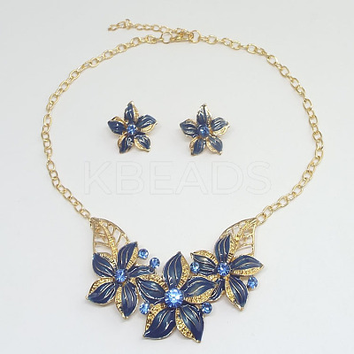 Alloy Rhinestone & Enamel Earrings & Necklaces Sets FS-WG43F39-01-1