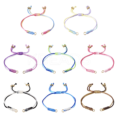 8Pcs 8 Colors Gradient Color Adjustable Braided Segment Dyed Nylon Bracelets AJEW-TA0001-31-1
