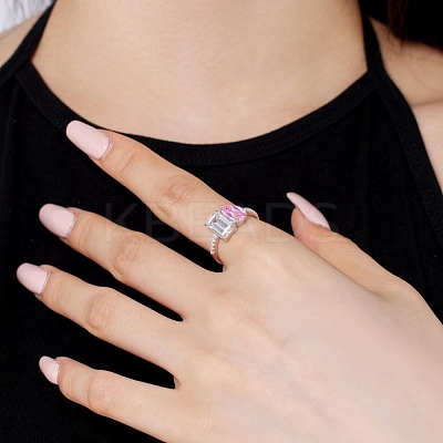 Anti-Tarnish Rhodium Plated 925 Sterling Silver Finger Ring RJEW-Z040-15P-1