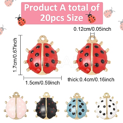 20Pcs 5 Colors Alloy Enamel Pendants ENAM-YW0005-67-1