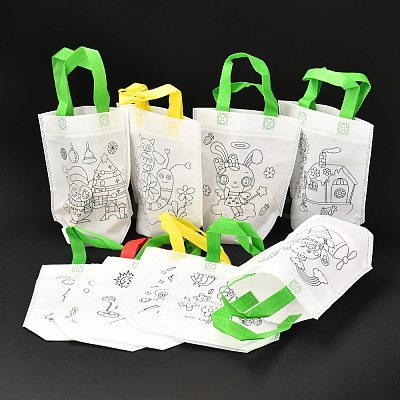 Rectangle Non-Woven DIY Environmental Scribble Bags DIY-B030-01-1
