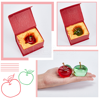 2Pcs 2 Colors Apple Glass Home Ornaments DJEW-NB0001-31-1