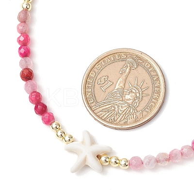 Summer Beach Dyed Natural Agate Round Beaded Necklaces NJEW-JN05262-01-1